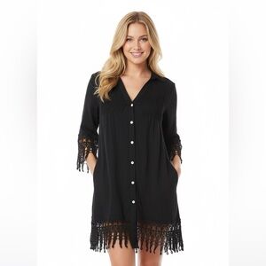 Blue island size small black swim cover dress